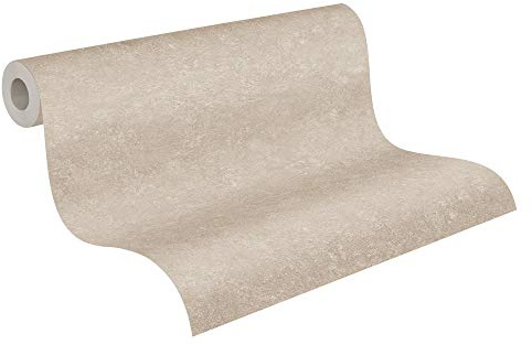 Papier Peint Uni Industrial A.S. Création Papier peint intissé 10.05 m x 0.53 m Beige Blanc Fabriqué en Allemagne 377451 37745-1