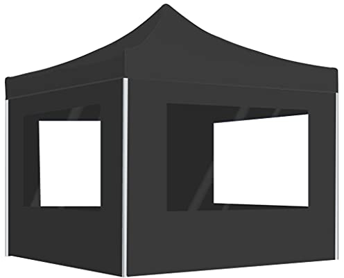 vidaXL Gazebo Pieghevole con Pareti in Alluminio Tenda per Feste Tendone Copertura Telo di Protezione Padiglione per Eventi 2x2 m Antracite