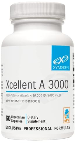 XYMOGEN Xcellent A 3000 - Supports Immune Function, Cellular Health & Mucosal Surfaces - Vitamin A as Retinyl Palmitate - Vegetarian, Non-GMO & Gluten Free - 60 Capsules