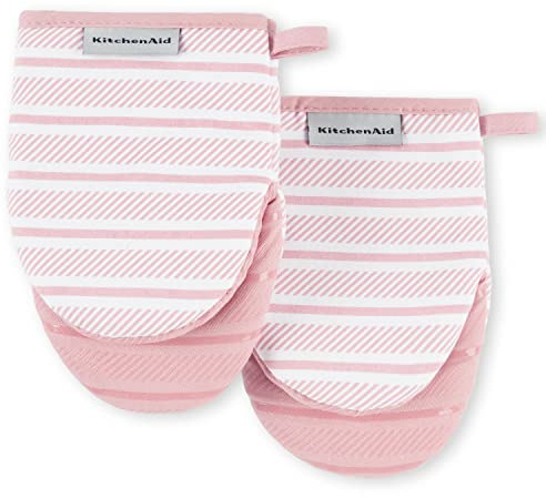 KitchenAid Albany Mini Oven Mitt 2-Pack Set, Dried Rose, 5.5x8