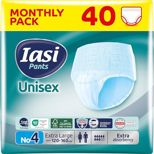 IASI UNISEX-byxor, 40 Enhetssorbenter, Extra absorption, Storlek XL, 40 Enheter