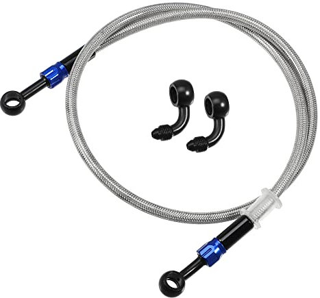 A ABSOPRO 1 Juego AN3 28 90 Grados Motocicleta Freno Manguera Línea 90cm Plateado Tono