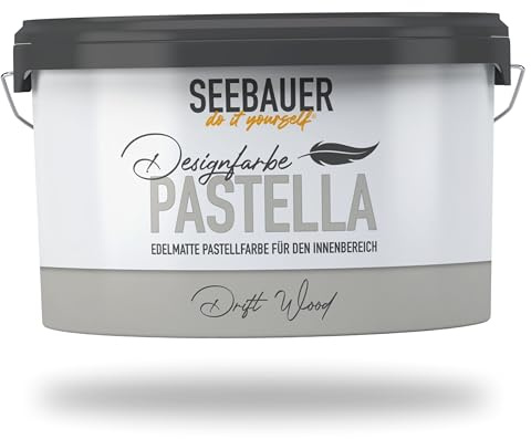 SEEBAUER diy Pastellfarbe PASTELLA Grau 2,5L (Drift Wood) Edelmatte Wandfarbe Grau Beige - Innenfarbe sehr hohe Deckkraft - Matt, Abwaschbar und Tropffrei