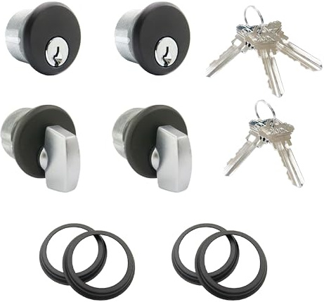 elox Zinc Mortise 2PC keyed Cylinder and 2PC knob Cylinder for Adams Rite Commercial Storefront Door Lock 2 Pairs Packed DU Color