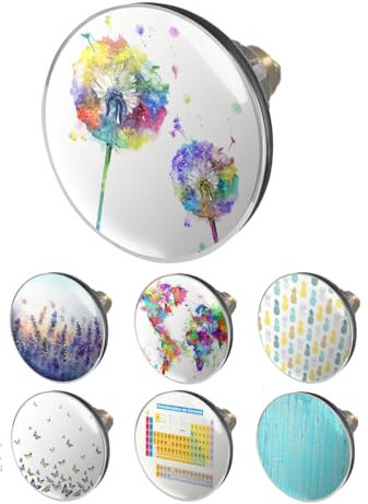 arteneur® - Pop Up Waschbeckenstöpsel mit Motiv Pusteblume | Abflusssieb | Doppel Dichtung | Universal Abflussstöpsel 34mm – 41mm | Pop Up Ventil Waschbecken Stöpsel