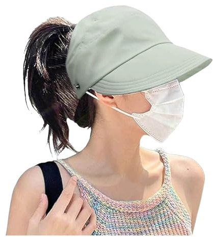 EWFAS Damen Pferdeschwanz Kappe Baseball Cap Unisex Einstellbare Hohe Unordentliche Bun Ponycap Mit Zöpfen Loch Loop Baseball Cap Damen Pferdeschwanz Baseball Cap Verstellbar Basecap Outdoor Hut