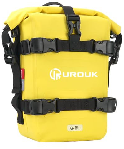 UROUK 6L 10L Borsa Impermeabile Moto da Laterale Borse Moto Posteriore Sella Borsa Crash Bar Borse Laterali Borsa Paraurti Moto Telaio Borsa Posteriore Borsa (1, Giallo, 6L)