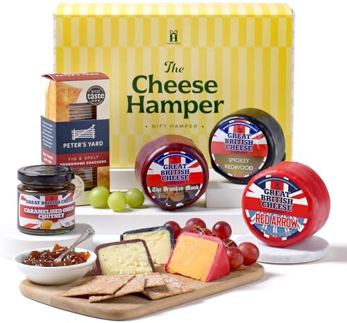 Premium Cheese Hamper Gift Set – Hattie’s Gifts British Cheese Gift Set with Artisan Truckles, Chutney & Biscuit Crackers | Ideal for Mother's Day, Birthdays & Foodie Gifts