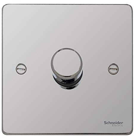 Schneider Electric GU6512CPC Ultimate Low Profile Polished Chrome 1 Gang 2 Way 400W/VA Mains & LV dimmer