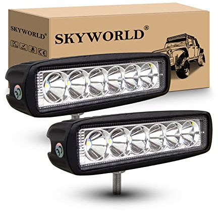 SKYWORLD LED Arbeitsscheinwerfer, 2 x 18W LED Scheinwerfer 12V 24V Rückfahrscheinwerfer Offroad Scheinwerfer Zusatzscheinwerfer 6000K IP67 Wasserdicht für Auto SUV Truck Traktor oder schweres Gerät