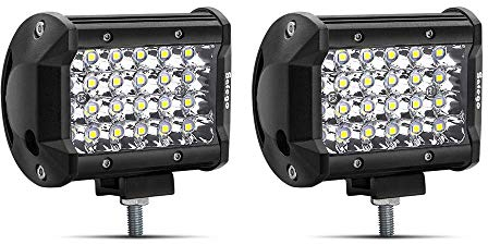 Safego Phare de Travail LED 12V 72W 4, Projecteur LED Lampe de Travail Barre 7200LM, Etanche IP67 Spot Feux Antibrouillard pour 4x4 Voiture Hors Route Tracteur Camion SUV ATV Caravane 12V 24V, 2 PCS