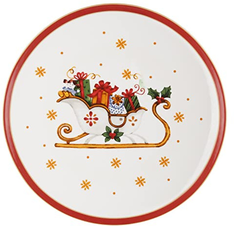 Assiette Panettone traîneau en porcelaine, 31 cm, multicolore