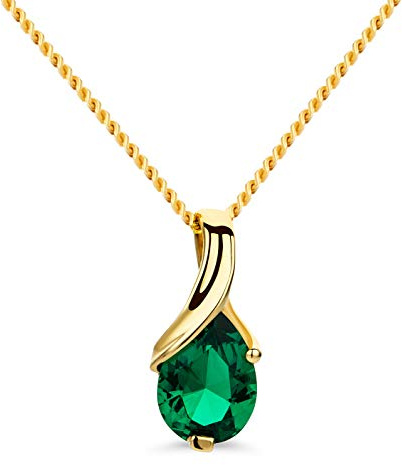 OROVI Collana Donna Oro Giallo 14KT Girocollo con Smeraldo verde 45 cm, gioiello anallergico confezionato in un elegante astuccio portagioie