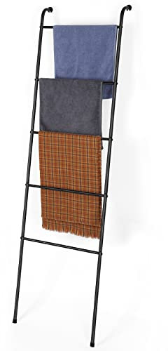 Échelle de Serviettes pour couvertures, Support Mural décoratif à 5 Niveaux pour Salon, Salle de Bain, buanderie, Noir