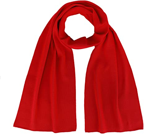 modAS Unisex Schal Feinstrickschal aus 100% Wolle (Merinowolle) - Wollschal Damen Herren Schal aus Wolle Warm Weich in Rot