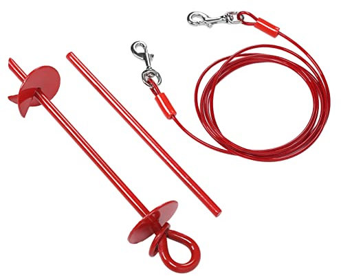 MUALIK Hund?Boden?Anker?Kit, einfach zu installierender Hund?Ausbinden?Pfahl hohe Tragfähigkeit Edelstahl für Strand?Zubehör (3 m) (Farbe: 5 m)