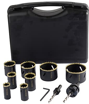 BINOTA Sega a Tazza Bimetallica M42, Kit 22-68 mm, per Metallo, Legno, Compensato, PVC, Fibra di Legno, Cartongesso, Set 22 25 29 35 40 51 60 68mm