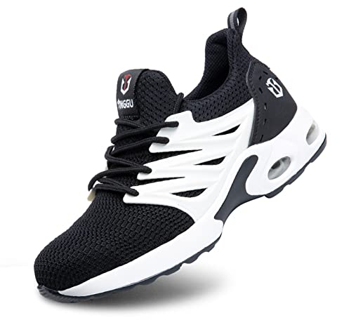 Hitmars Säkerhetsskor herr dam säkerhetsskor arbetsskor arbetssko arbetssko säkerhetssko stålspets svart grå EU36-48, C säkerhetssko svart vit, 38 EU