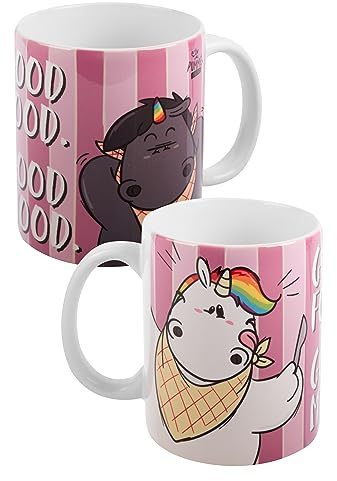 Pummel & Friends Tasse - Frühstück - Kaffeetasse Becher Kaffeebecher aus Keramik 320 ml