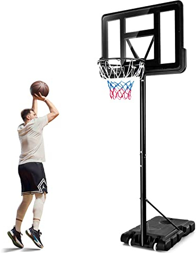 COSTWAY Canestro da Basket Portatile per Adulti, Canestro Basket Regolabile in Altezza 1,3M-3,05M con Ruote Tabellone Infrangibile e Retina Durevole, Adatto a Interno Esterno, Nero