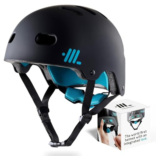 Headlokt Bike Helmet for Adults - Award Winning, Patented Anti-Theft Lock System, US Certified Safe Bicycle Helmet for Men, Women, Teens - Superior for Ebike, Scooter, BMX, Skateboard Helmets - Medium