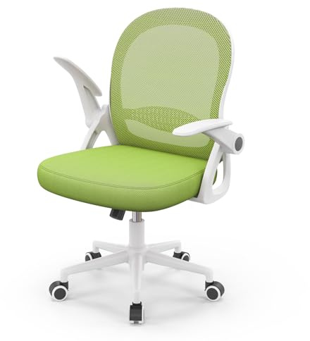 naspaluro Chaise de Bureau avec Accoudoir Relevable, Fauteuil de Bureau avec Soutien Lombaire, Siège Bureau avec Dossier Moyen de 45 cm (sans Repose-Pieds ni Appuie-tête, Vert)