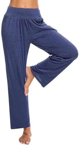 Marvmys Pantalon Yoga Femmes avec Poches Sudation Décontracté Pilates Yoga Pantalon Coton Jogging Fitness Running M