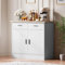 Cozy Castle Sideboard, Küchenschrank, Buffetschrank, Aufbewahrungsschrank mit 2 Schubladen und 2 Türen, Holzkommode, Verstellbare Ablagen, für Küche, Wohnzimmer, Flur und Esszimmer, Weiß