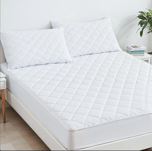 ZOUK Quiltat Super King madrassskydd, allergivänligt, extra djupt madrasskydd super king size (180 x 200 + 30 cm)