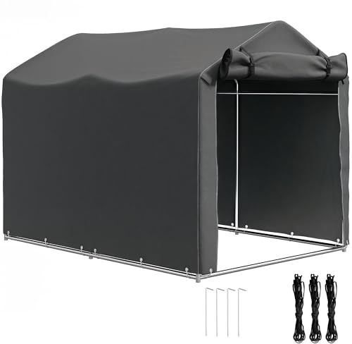 Outsunny Tenda Garage con Ingresso Avvolgibile 2.2x1.6 m Grigio Scuro