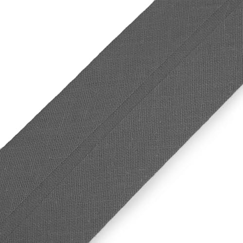 cyclingcolors 1 x Bias Binding Made of 100% Cotton, Width 40 mm, Length 25 m, Edging Tape, Cotton Tape, Bias Binding Ideal for DIY, Matte Grey