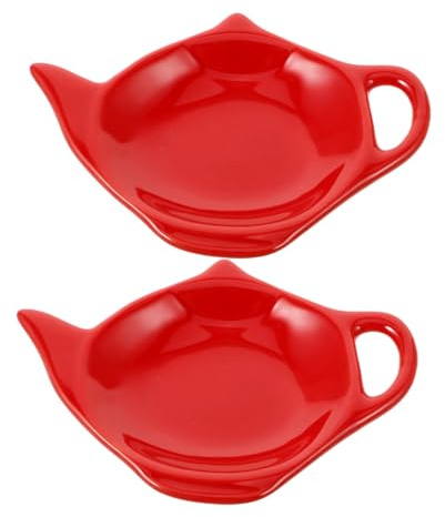 DECOMELODY Porta Bustine Di Tè in Ceramica Design Teiera Sottobicchieri Per Bustine Di Tè Da Cucina Set 2 Pezzi Per Uso Domestico
