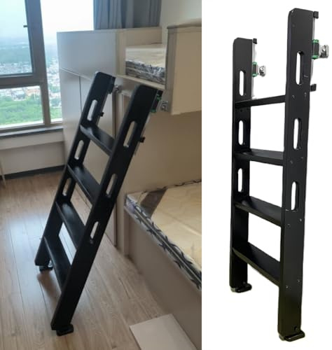 Escalier Escamotable Échelle pour Lit Superposé Noir en Bois, Lits Doubles Mezzanine avec Escalier, Échelles Coulissantes pour Grenier à 3/4 / 5/6 / 7/8 Marche(6 Steps L-6.0ft/1.82m)