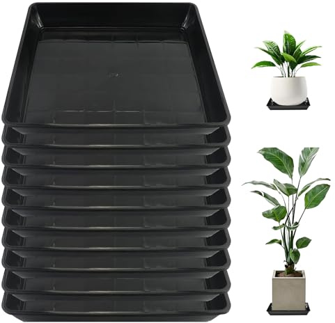 eupdd Platillos Cuadrados para Macetas: 10 Piezas 30x30cm, Bandejas de Goteo Resistentes para Plantas, Interior y Exterior, Fáciles de Limpiar