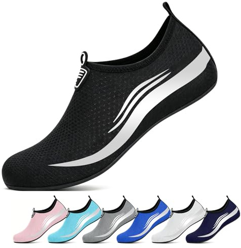 SCCGKP Beach Shoes Water Shoes Women Men Quick Dry Sea Shoe Breathable Aqua Swim Shoe Lightweight Barefoot (Black, Adult, Men, 10, Numeric, UK Footwear Size System, Medium)