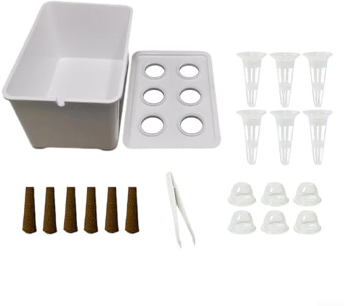 Kit di coltivazione idroponica per interni, sistema di coltura dell'acqua autoirrigante, con contenitori per piantare erbe e verdure, scatola salvaspazio da giardino per casa, cucina, ufficio, bianco