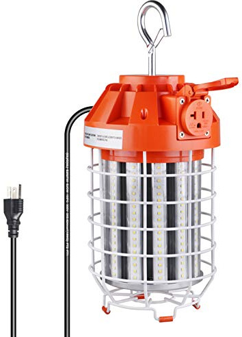 dephen 100W LED Temporary Work Light, 14000 Lm 5000K Construction Spotlights, Linkable Portable Worklight with Hook, Plug in 360 Degree Hanging Flood Lamps for Job Site Lighting, UL-Listed