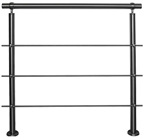 TIBU Edelstahlgeländer Aufmontage für Balkon Terrasse Treppe mit waagerechten Streben-Variante: mit 3 Streben-Länge: 2,0 m ink. 3 Pfosten