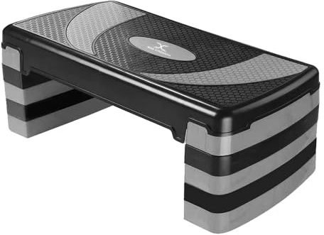 MAXSTRENGTH Passeggino aerobico - 5 altezze regolabili (da 10 cm a 30 cm) - Piattaforma antiscivolo per allenamenti a casa, cardio, yoga, allenamento