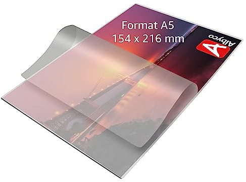Albyco Laminierfolien, Laminiertaschen - Format A5, 154x216 mm - Dicke 2x125 (250) Mikron - Glänzend - 100 Stück - Transparent