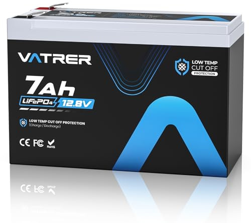 Batterie LiFePO4 12V 7AH 5000+ Cycles Rechargeable avec BMS 7A, Parfaite pour Solaire, Trottinettes et Sondeurs