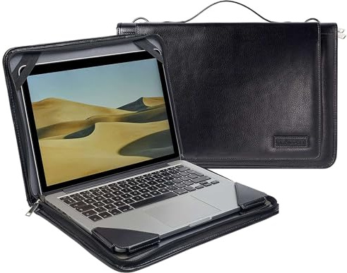 Broonel Étui Voyage en Cuir Noir pour Ordinateur Portable - Compatible avec Le Thomson 17.3 Pouce Ordinateur Portable