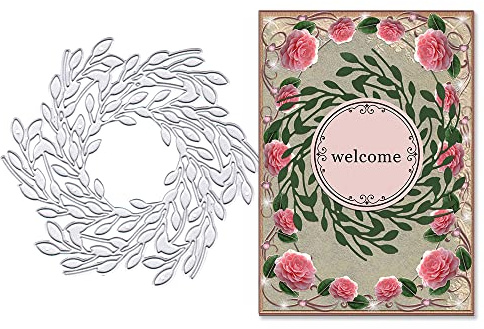 ALIBBON Christmas Wreath Die Cuts for Card Making, Metal Template Molds, Background Dies for Crafting DIY Photo Album Paper Embossing Scrapbooking Supplies