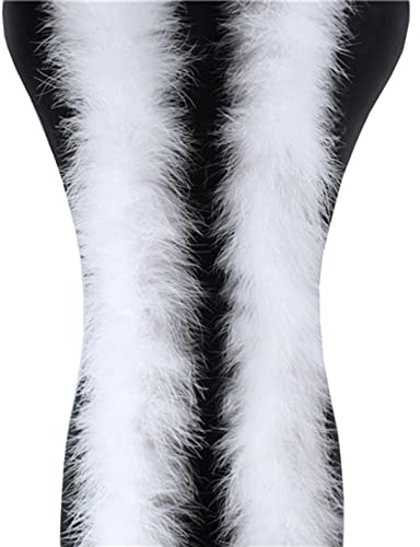 Haiaxx 2 Mètres de Plumes de Marabout Boa pour Sapin de Noël, Ruban de Dinde, Robe de Mariée, Châle, Bricolage et Artisanat - Blanc