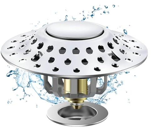 Tub Stopper Bathtub Drain Hair Catcher, 2 in 1 Bathtub Drain Stopper, Bathtub Stopper with Dual Filtration Design, Pop Up Bathtub Drain Plug for 1.4-1.9 Drain Hole