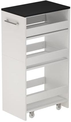 Vicco Rollregal Rivo, rollbare Küchen-Minibar, Weiß/Anthrazit, 30 x 84.8 cm