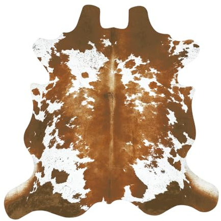 WARM HAVEN Kleiner Kuhfell-Teppich aus Rindsleder: Kuhfell-Teppich für Wohnzimmer, Schlafzimmer, 7,6 x 90 cm, Tiermuster, Braun, Western