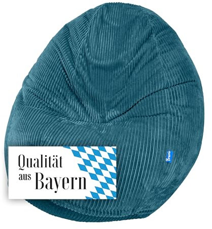 Bruni Classico Cord M in Petrol – großer Indoor-Sitzsack mit Innenhülle und Füllung, in Deutschland gefertigt