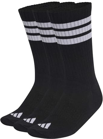 adidas Unisex 3Stripes Cushioned Sportswear Crew Socks 3 Pair Pack, black/white/white, 4.5-6