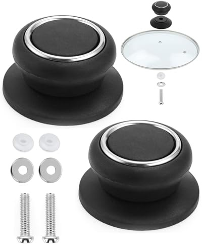 BPTRKOM 2 pièces poignée couvercle casserole, bouton de couvercles cocotte en fonte universel, Boutons de rechange en bakélite, pot lid handle, Résistants à la chaleur, avec vis, pour Poêle, Marmite